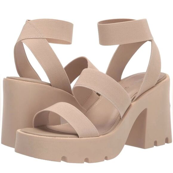 Madden Girl Shoes - MADDEN GIRL Temple Lug Soled Sandal Woman Size 8.5 Beige Sand Block Strappy NEW
